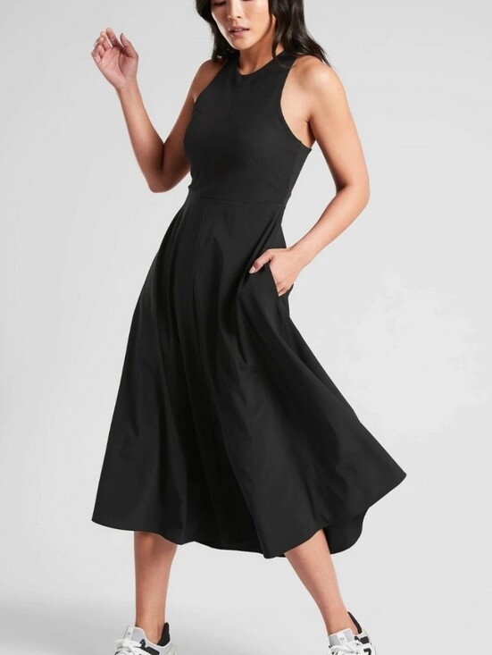 Athleta Dresses & Skirts - Athleta Winona Hybrid Support Midi Dress In Black Size XXS